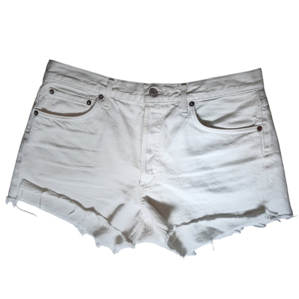 AGOLDE Parker Shorts White/Off White Denim Cut Off Jean Shorts SZ 30